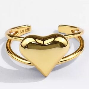 NEW 18k Gold Plated‎ Polished Adjustable Heart Ring